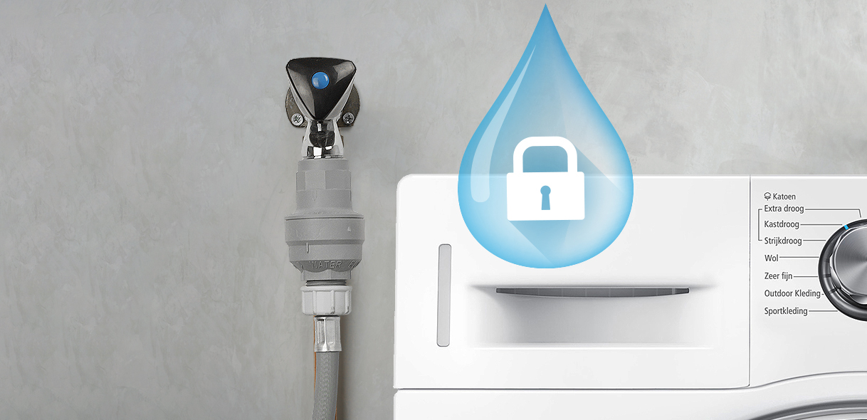 Waterslot beveiliging op toevoerslang van wasmachine