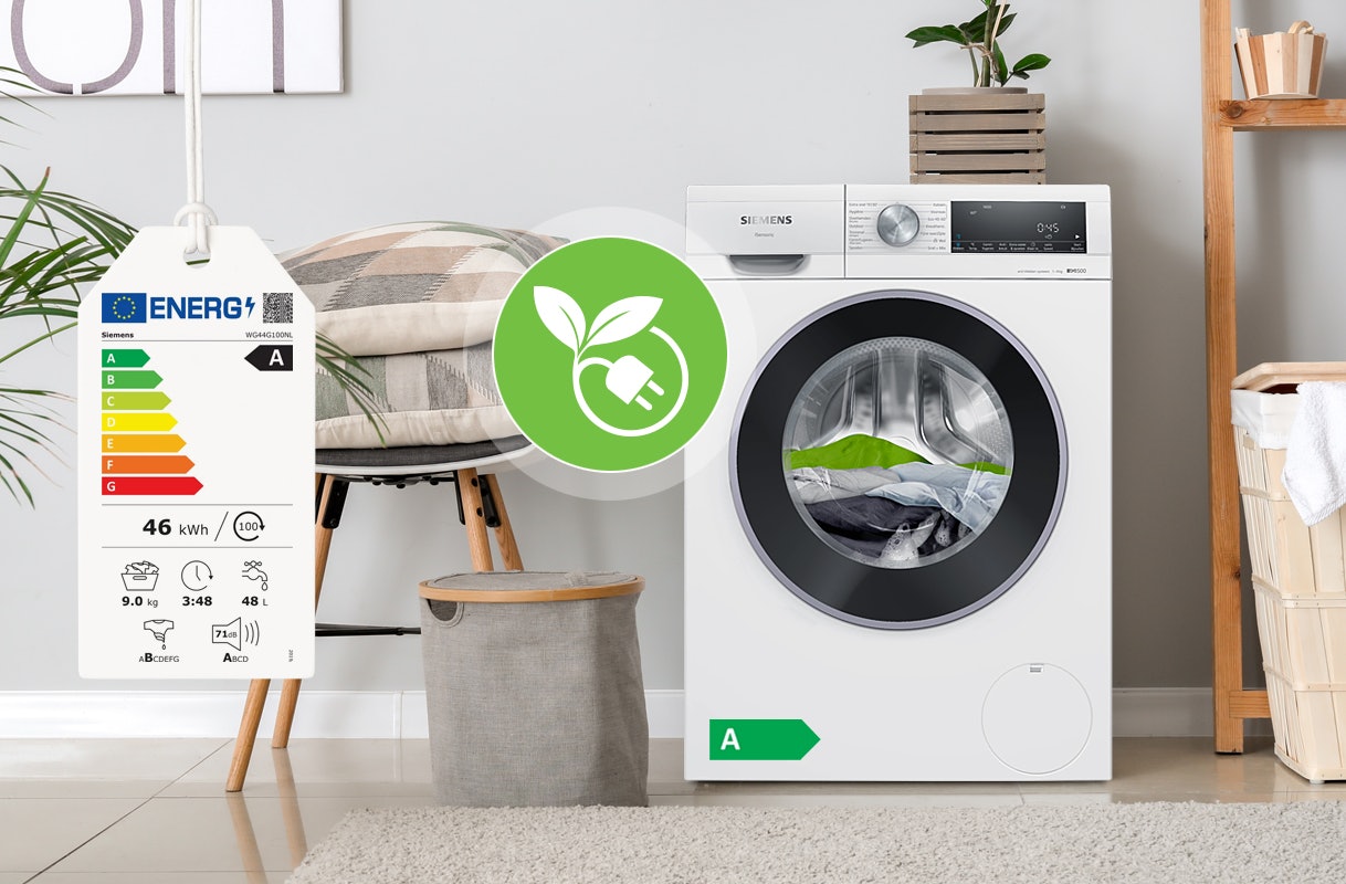 Bespaar met de energiezuinigheid van een wasmachine.