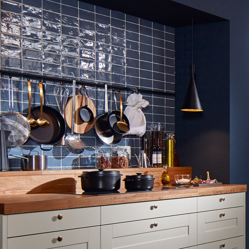 Blauwe tegels keuken