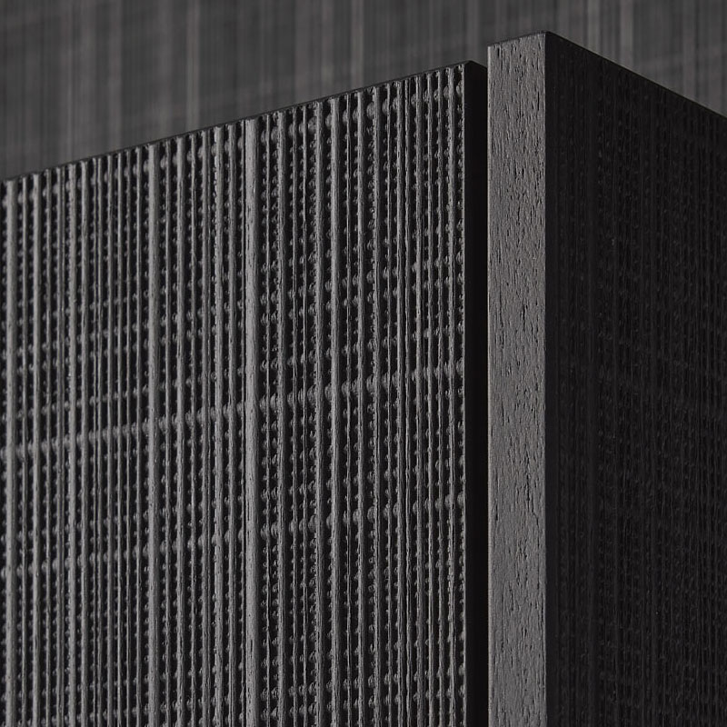 Close-up van Boho deep black keukentextuur