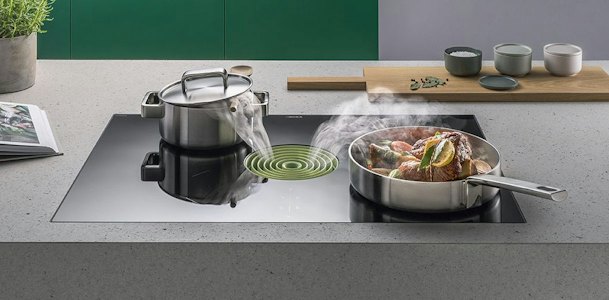 BORA Pure inductiekookplaat met geïntegreerde afzuiging en groene instroomsproeier