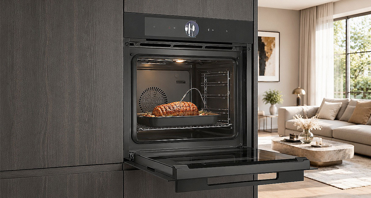 Bosch serie 8 oven met touchdisplay en rollade in de ruime ovenruimte