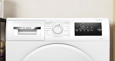 Bosch Serie 4 droger bedieningspaneel met programmaknop en AutoDry sensoren voor 8 kg