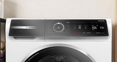 Bosch Serie 8 droger bedieningspaneel met Iron Assist, Silent Dry en Smart Dry technologie voor 9 kg