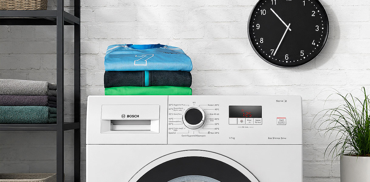 Bosch wasmachine van 7 kg met SpeedPerfect voor sneller wassen op stapel wasgoed