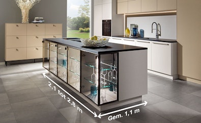 Breedte en diepte keukeneiland.