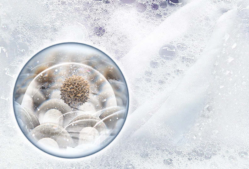 Samsung's Bubble Soak verwijdert vlekken.