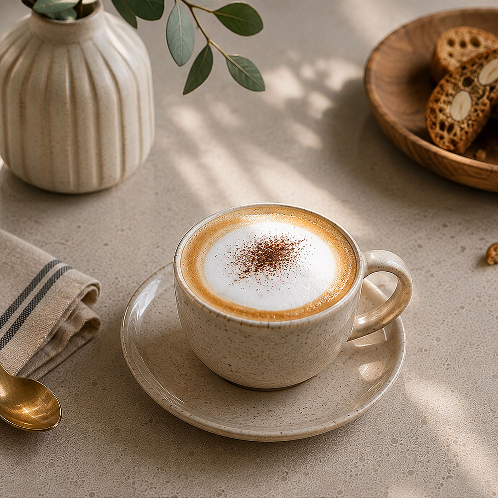 Cappuccino met espresso, gestoomde melk en melkschuim