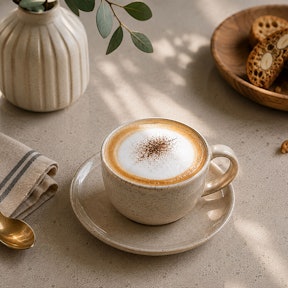 Cappuccino met espresso, gestoomde melk en melkschuim