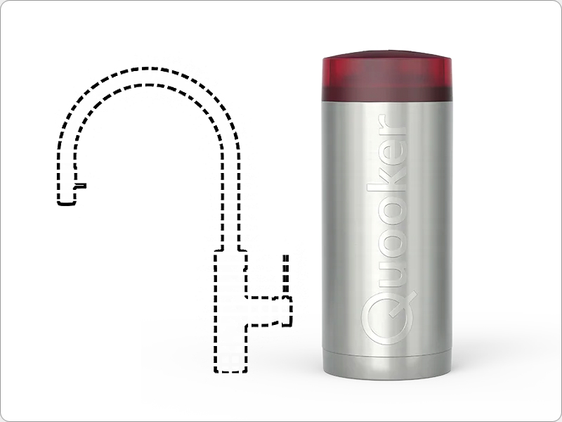 Quooker COMBI reservoir met gestippelde kraan — boiler voor kokend én warm water, combineer met kraan naar keuze