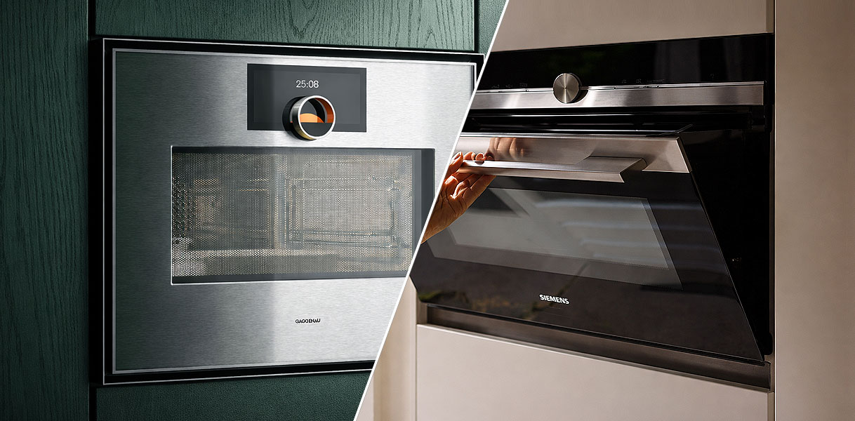 Vergelijking tussen een compacte combimagnetron en een volwaardige combi oven naast elkaar