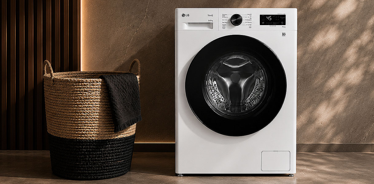 Compacte LG was-droogcombinatie voor 1 tot 2 personen die 8 kg wast en 5 kg droogt