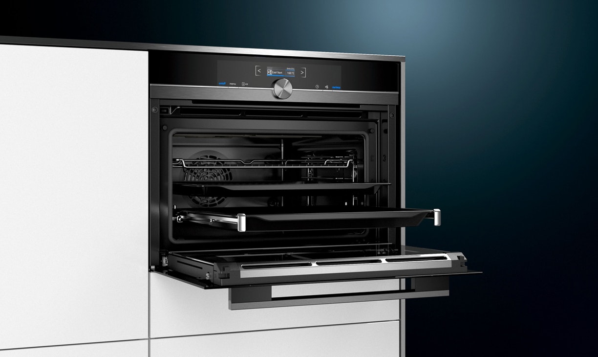 De compacte Siemens ovens passen in een ruimtebesparende 45 cm hoge nis.