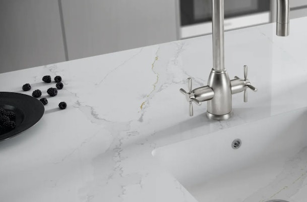 Composiet marmerlook keuken werkblad - Calacatta Gold.