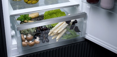 Groente en fruit in een Miele DailyFresh verslade met stabiele luchtvochtigheid