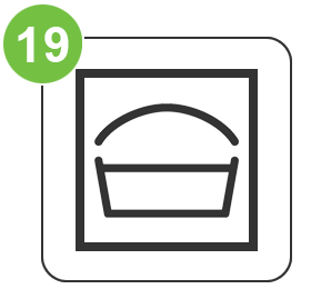 Deeg rijzen ovensymbool voor de oven waarmee gistdeeg en zuurdesem op een constante lage temperatuur kunnen rijzen.