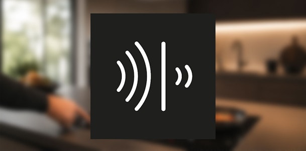 DeepSilence icoon met geluidsgolven voor de geluidsreductie en stille werking van de Bauknecht afzuigkap
