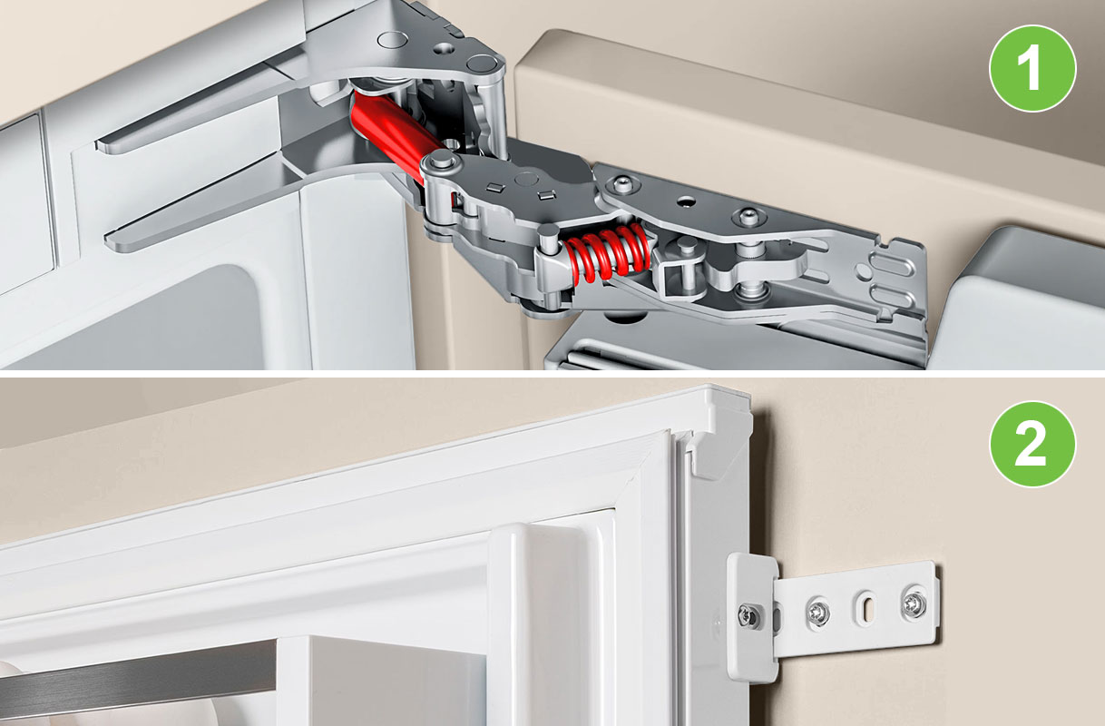 Montageverschil tussen deur op deur en sleepdeur systemen voor inbouwkoelkasten