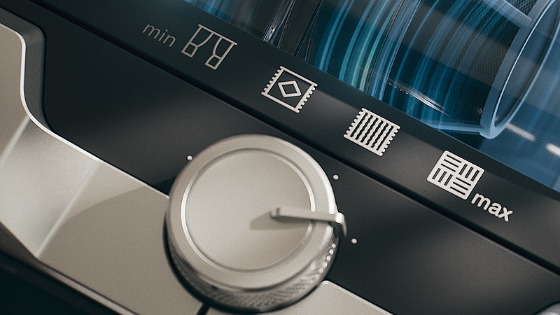 De draaiknop voor elektronische zuigkrachtregeling