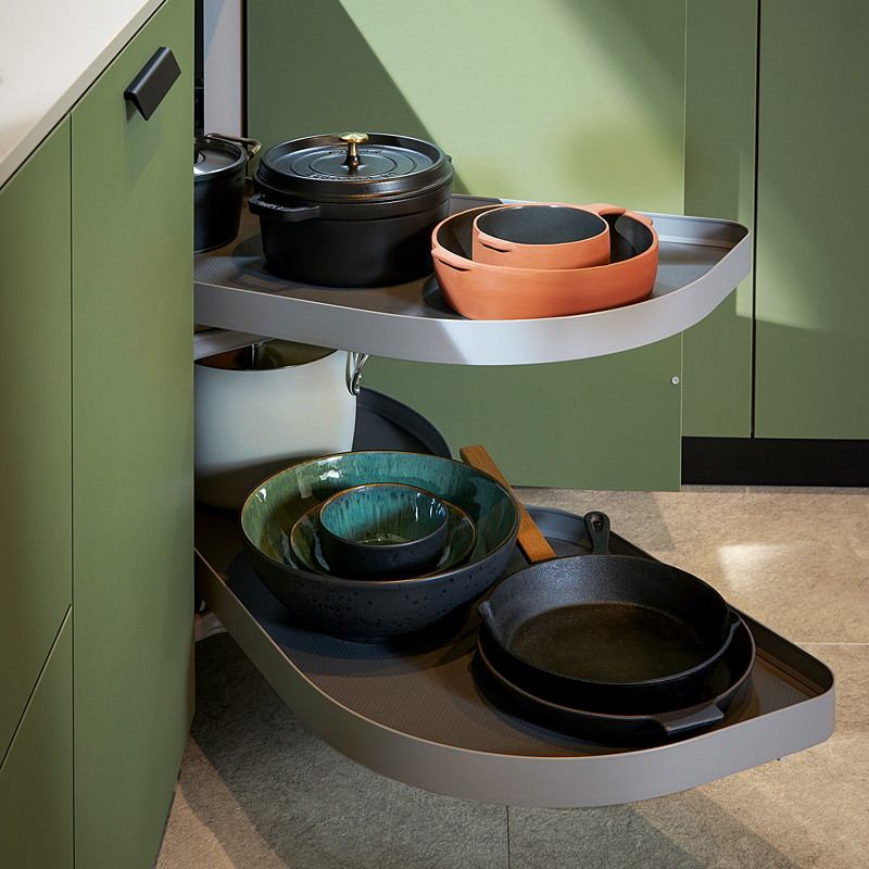 Draaiplateau in een hoekkast.