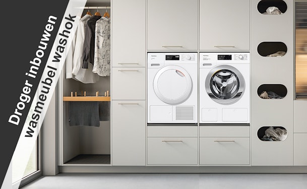 Droger inbouwen in wasmeubel / washok.