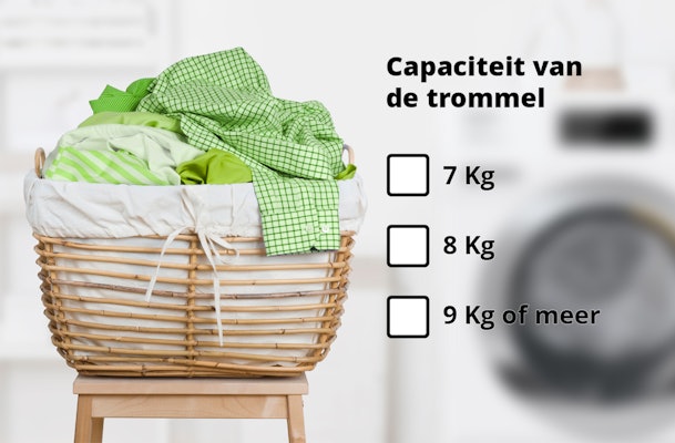 Let op de droogcapaciteit van de trommel.
