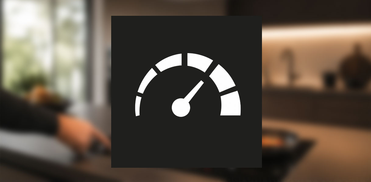 EcoBooster icoon met meter voor de afzuigstand die kort op vol vermogen van de Bauknecht afzuigkap werkt