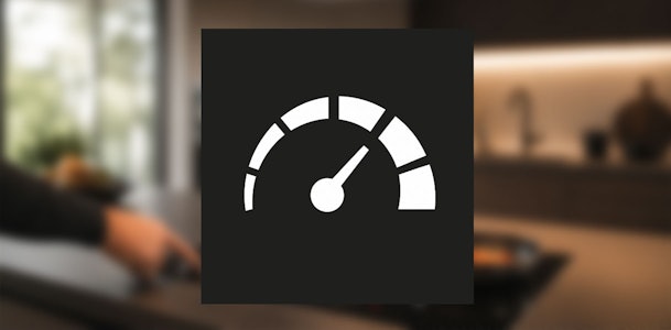 EcoBooster icoon met meter voor de afzuigstand die kort op vol vermogen van de Bauknecht afzuigkap werkt