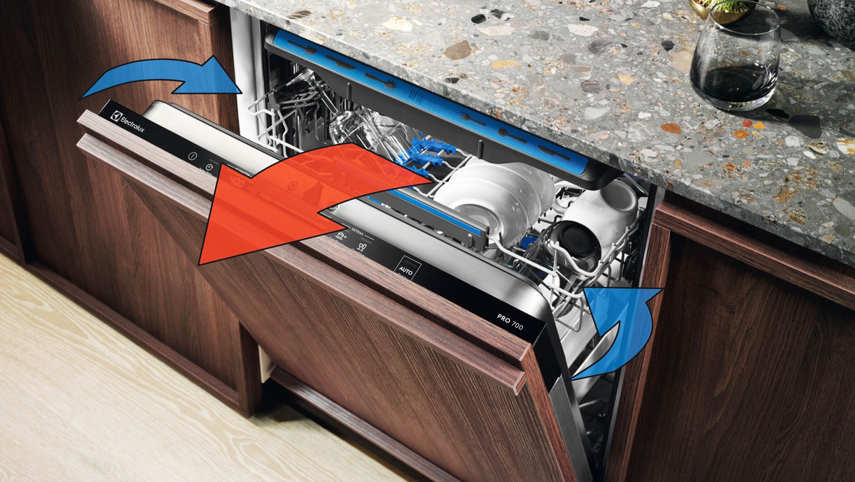 Electrolux vaatwasser met AirDry-technologie voor energiezuinig drogen van servies.