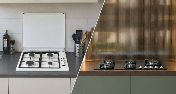 Inbouw gaskookplaat naast een vrijstaande gaskookplaat van ETNA in een keuken