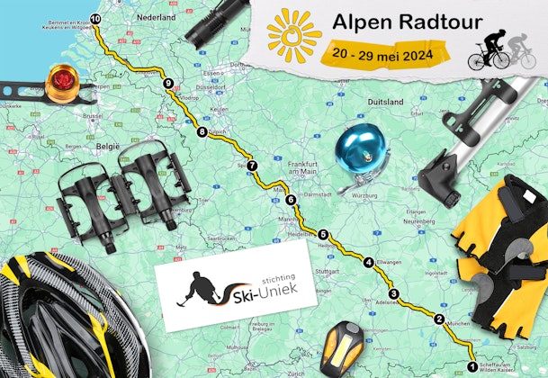 De fietsroute per dag.