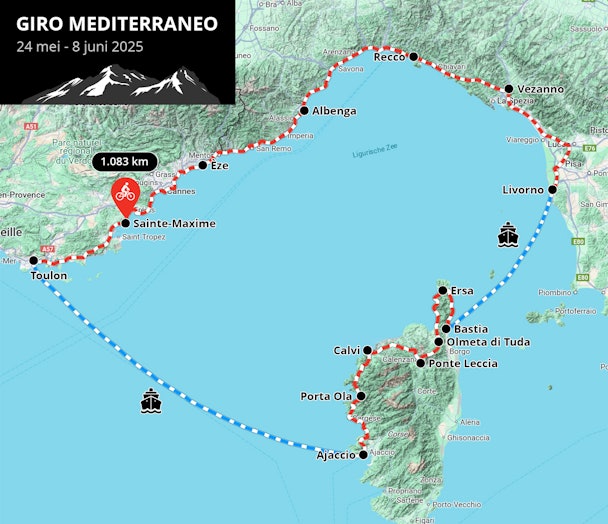 Fietsroute Giro de Mediterraneo 2025