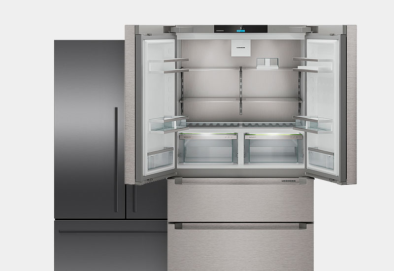 French door koelkast van 90 cm breed met brede boven- en vriesladen