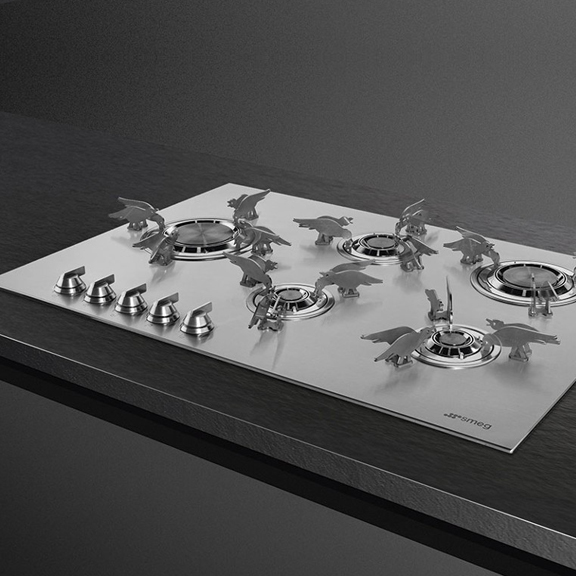 Gaskookplaat met moderne RVS pannendragers