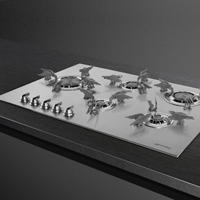 Gaskookplaat met moderne RVS pannendragers