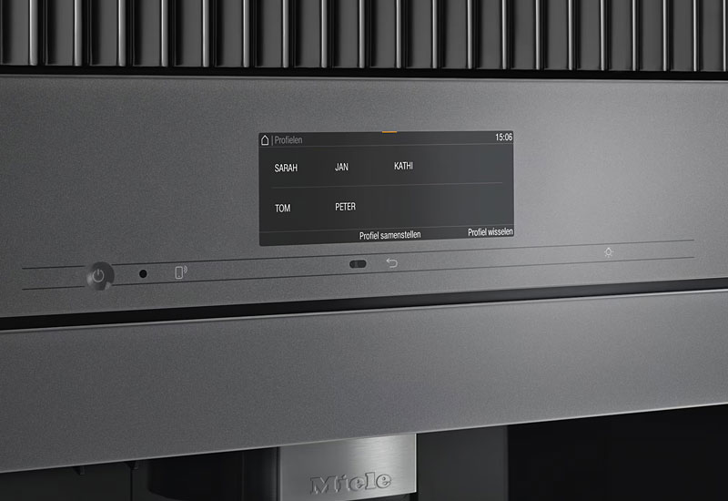 Miele inbouw koffiemachine met gebruikersprofielen en personalisatie instellingen