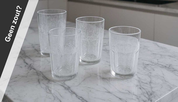 Witte aanslag op glazen door gebrek aan vaatwasserzout