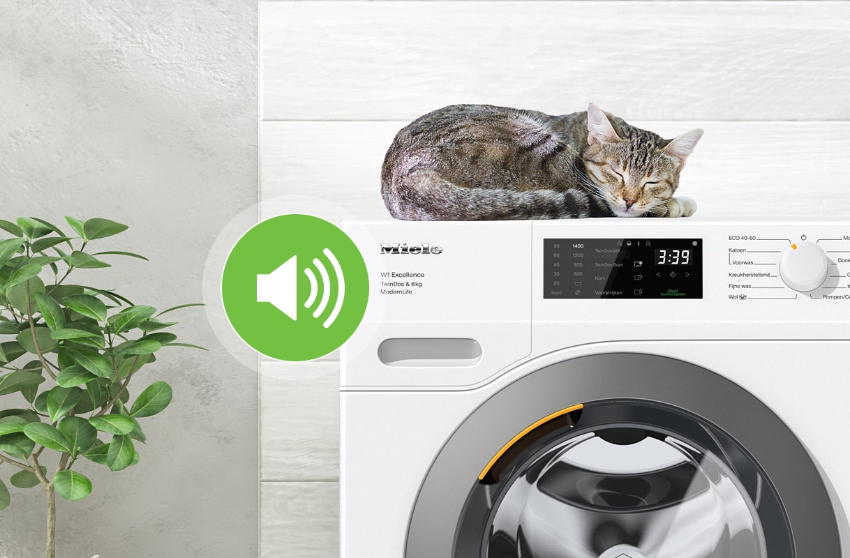 Let bij aankoop ook op het geluidsniveau van de wasmachine.