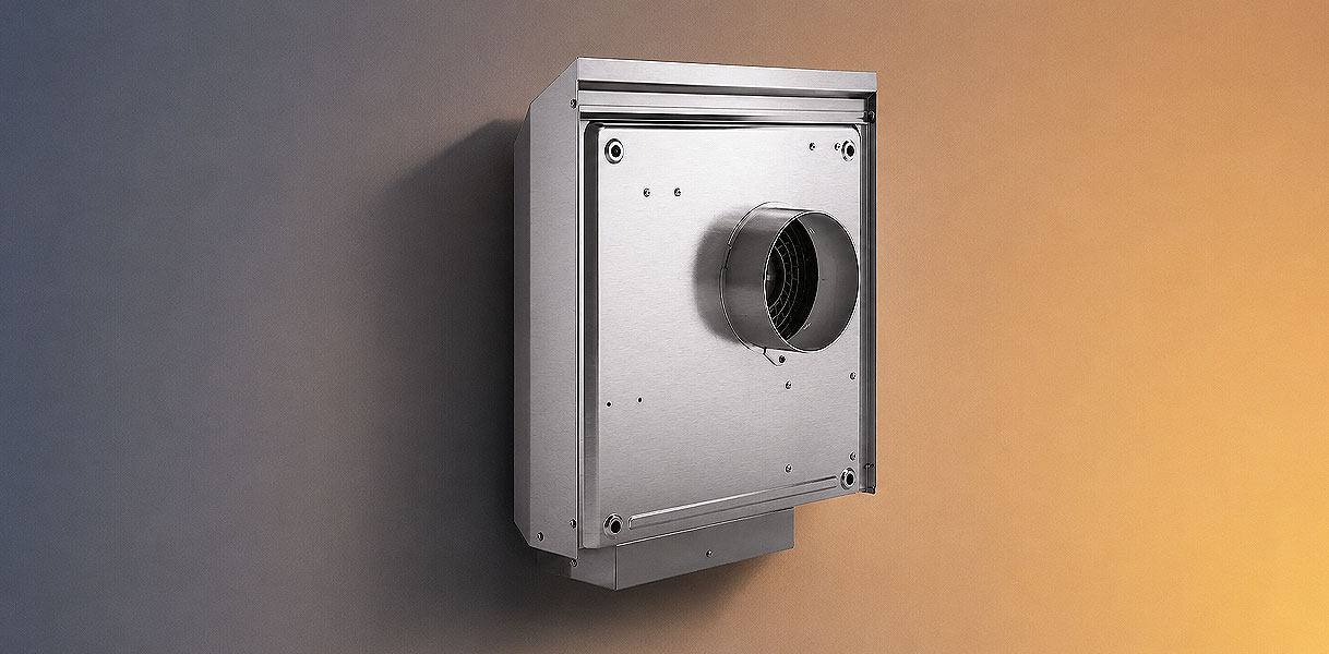 Gevelmotor voor een afzuigkap aan de buitengevel als stilste oplossing buiten de woning