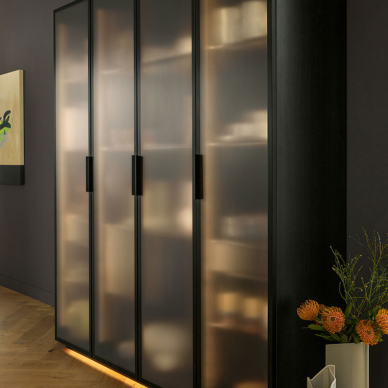 Glazen kasten met sfeerlicht