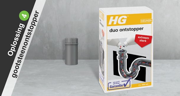 Oplossing 4: gootsteenontstopper in afvoerbuis gieten.