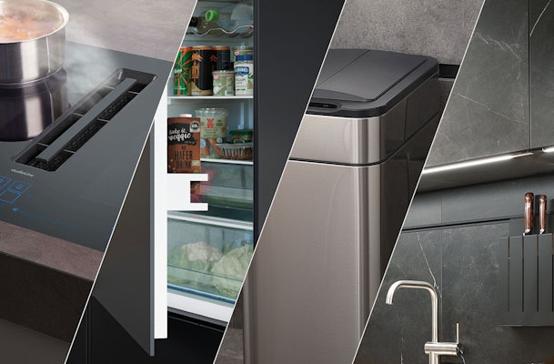 Apparatuur en accessoires voor een greeploze keuken.