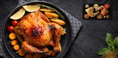 Krokant gegrilde kip met groenten bereid met de grillfunctie voor een perfect bruin korstje