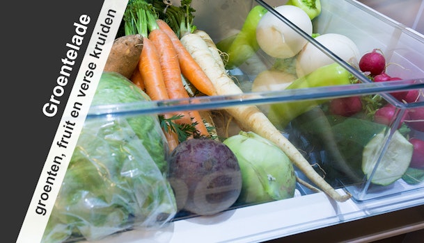 In de groentelade kun je een groot deel van je groenten, fruit en verse kruiden bewaren.