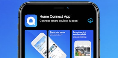 Home Connect app op een telefoon waarmee je de Bosch was-droogcombinatie op afstand bedient