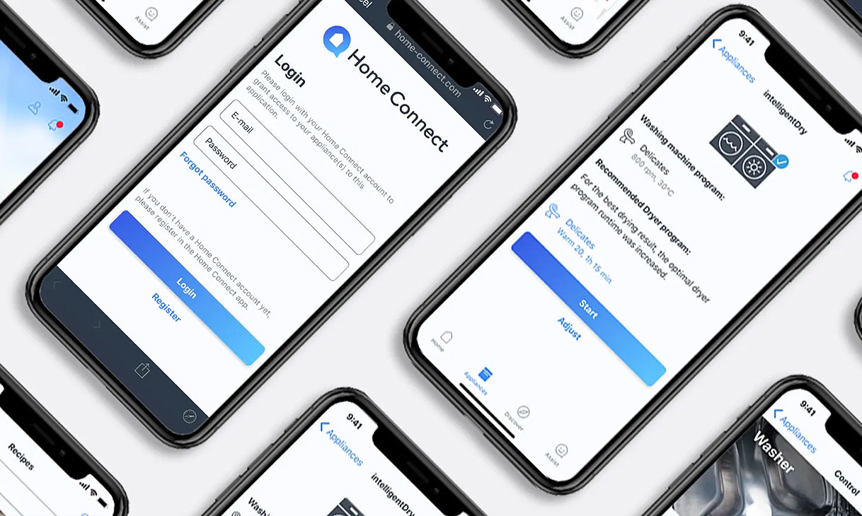 Siemens Home Connect app op smartphones met wasmachine en droger bediening