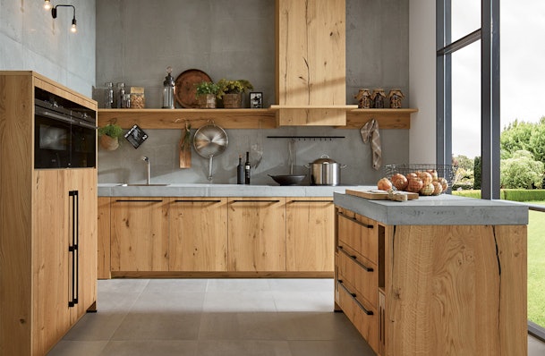 Houten industriële keuken