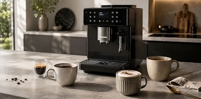 Volautomaat met meerdere koppen koffie voor een huishouden dat de hele dag doorschenkt
