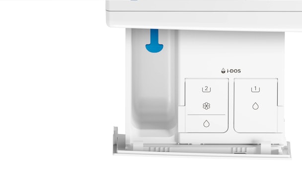 De i-Dos wasmiddellade voor het bijvullen van wasmiddel en wasverzachter.