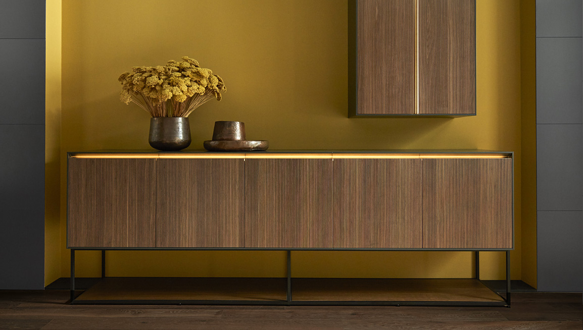 i-luminate woonelementen doen de keuken en woonkamer samensmelten.